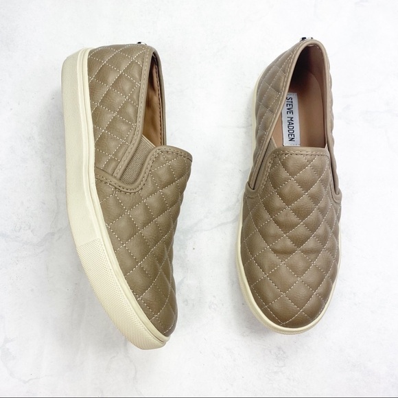 [Steve Madden] Tan Quilted Slip-On Sneakers - Picture 3 of 5
